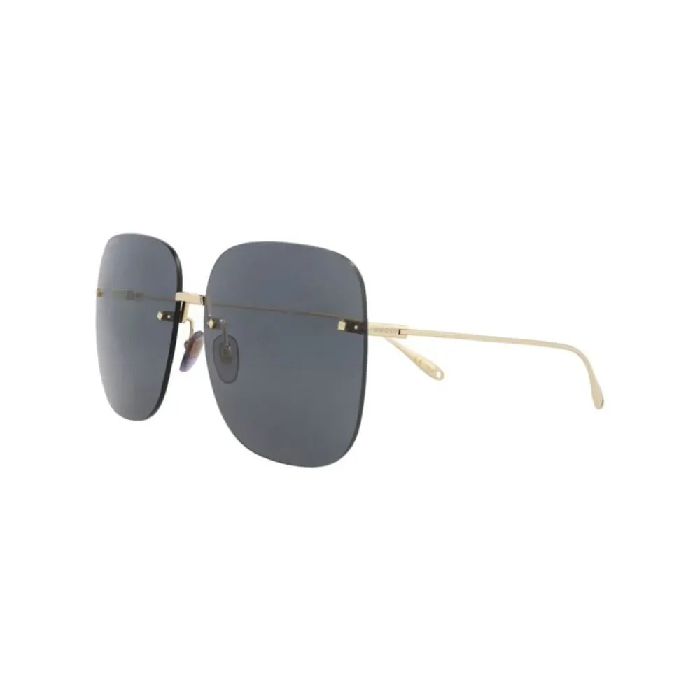 Gucci Square-Frame Metal Sunglasses Gold Womens